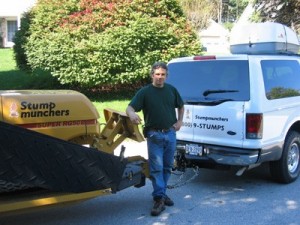 Daniel Murphy with stump grinding equipment